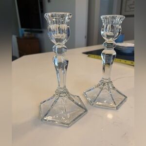 Vintage French Glass Candlesticks – Pair 🕯